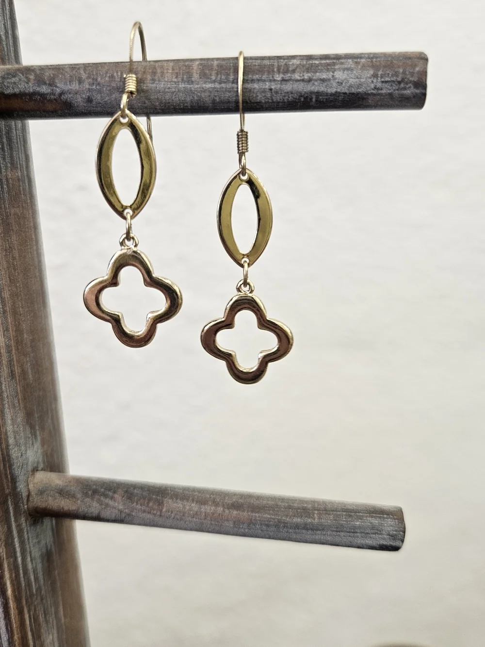Gold Tone Clover Drop Earrings for Women